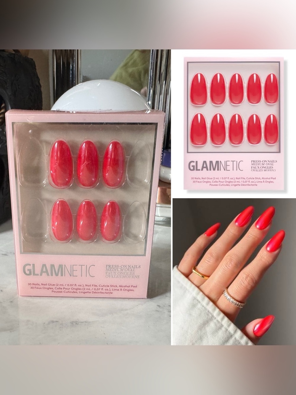 Glamnetic It-Girl Red Medium Oval Press-On Nails Partial Set 22pc